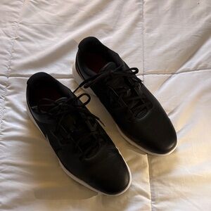 Black Leather Men's Sneakers Style Golf Shoes